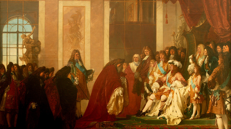 Ludwig XIV. empfängt in Versailles eine genuesische Gesandtschaft (1686) Ferdinand Pauwels 1864 - Copyright Studienstiftung Maximilianeum | Foto Unbekannt