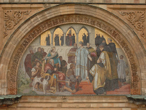 Bild: Mosaik: Die Stiftung des Benediktinerklosters und Ritterhauses Ettal am 28. April 1330 | Foto: Rolf Poss