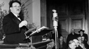 Landtagspräsident Michael Horlacher während seiner Ansprache beim Festakt im Maximilianeum am 11. Januar 1949. | Foto: Bildarchiv Bayerischer Landtag